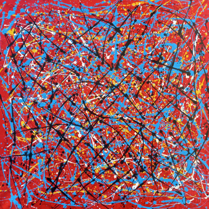 Action painting - fondo rosso 2
