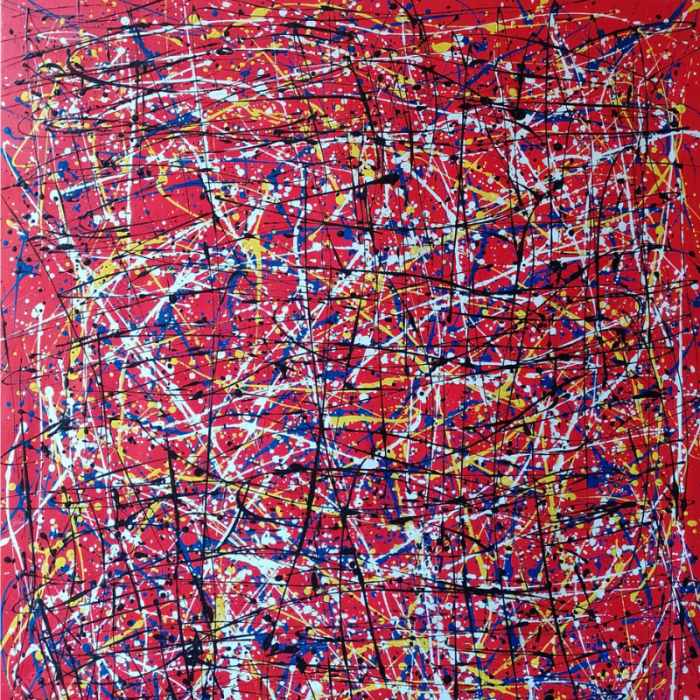 Action painting - fondo rosso 3