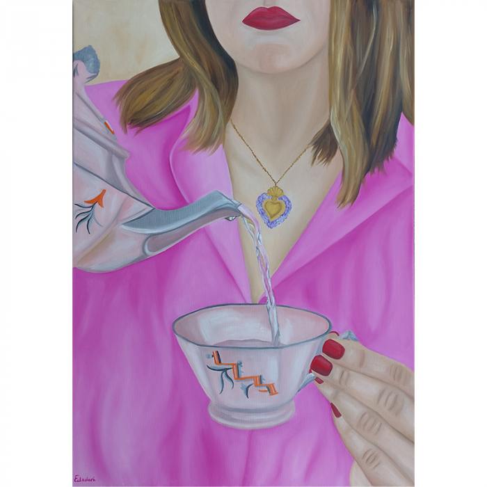Camicia rosa e rossetto