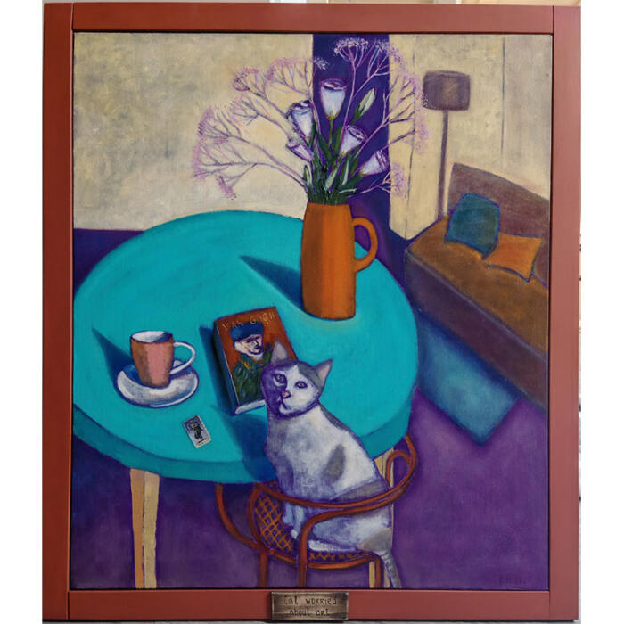 Cat worried about art