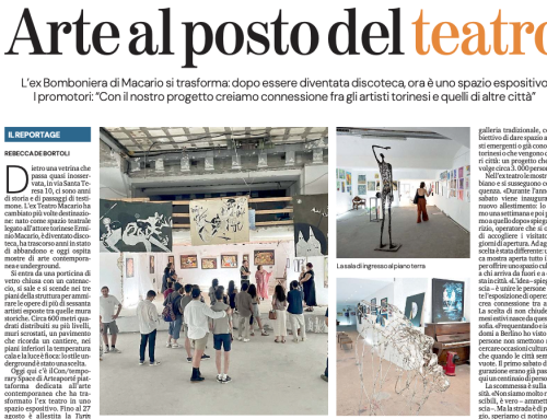 Arteaportè su La Stampa: l’ex Teatro Macario rinasce con l’arte contemporanea