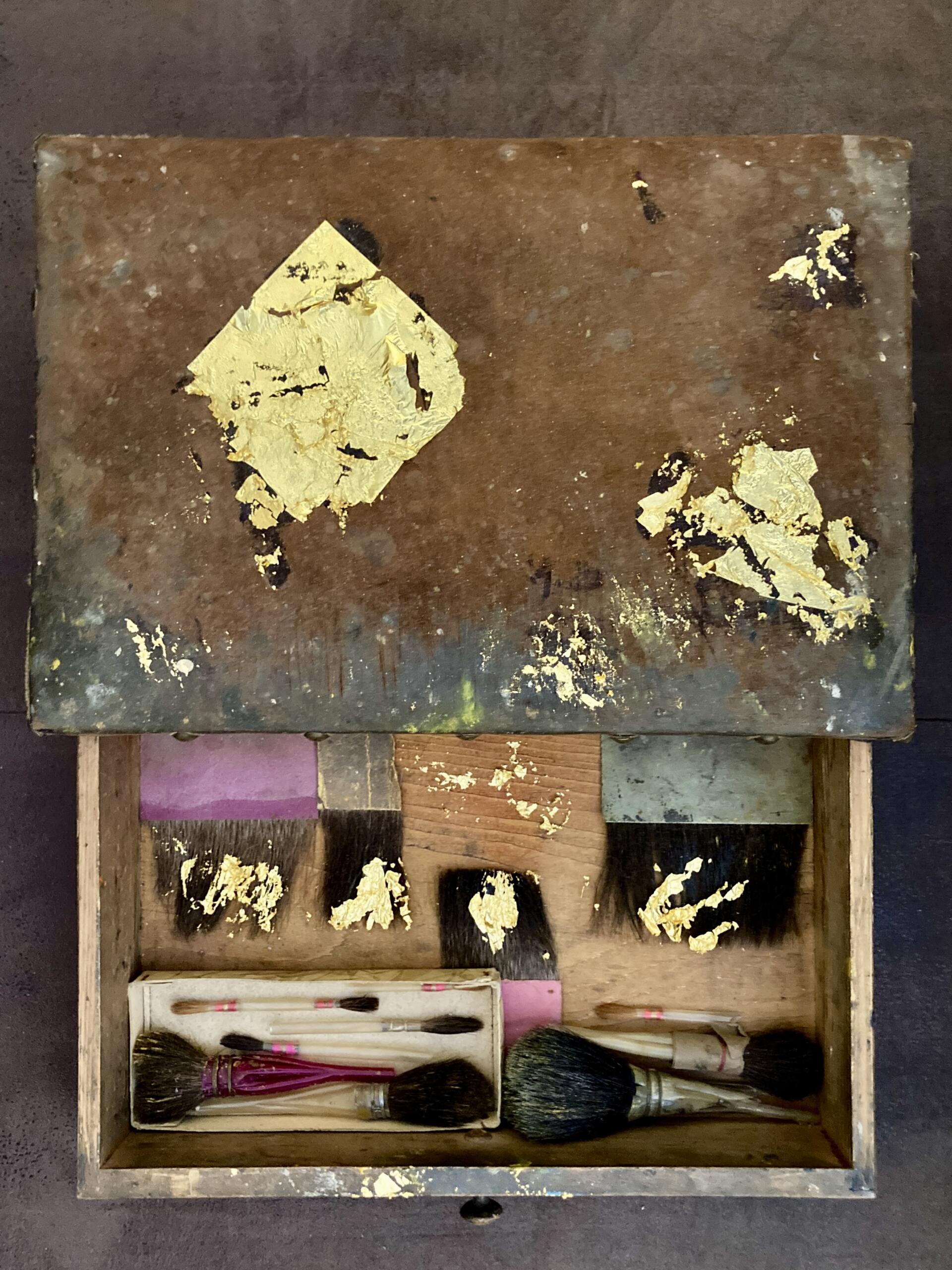 Rescued remnants from a burned down workshop of a gilder, Hohenburg, Germany